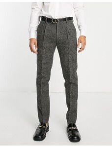 Noak - Harris - Pantaloni da abito slim in tweed grigio antracite
