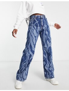 Monki - Yoko - Jeans con fondo ampio blu zebrato