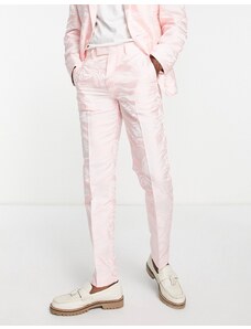 ASOS DESIGN - Pantaloni da abito slim in jacquard rosa zebrato