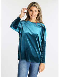 Unique Maglia Da Donna Oversize T-shirt Manica Lunga Blu Taglia Unica