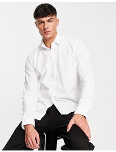 Harry Brown - Camicia slim in piqué bianco