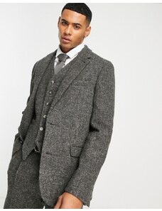 Noak - Harris - Giacca da abito slim in tweed grigio antracite
