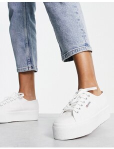 Superga - 2790 - Sneakers flatform bianche 4 cm-Bianco