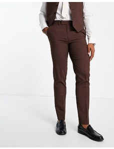 ASOS DESIGN - Pantaloni da abito slim marrone cioccolato