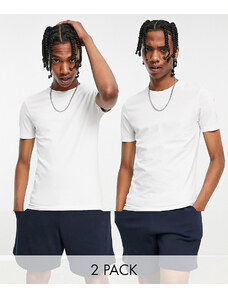 ASOS DESIGN - Confezione da 2 T-shirt girocollo attillate bianche-Bianco