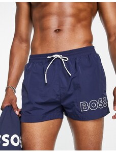 BOSS Bodywear BOSS Swimwear - Mooneye - Pantaloncini da bagno taglio corto con logo grande blu navy