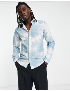 Twisted Tailor - Judd - Camicia bianca e blu inchiostro con stampa a fiori