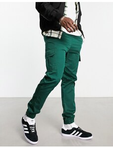 Le Breve - Pantaloni cargo verde scuro con girovita e fondo elasticizzati