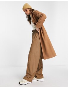 Helene Berman - Cappotto classico in misto lana taglio medio color cammello a portafoglio-Neutro