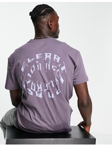 Weekday - T-shirt oversize viola con stampa sul retro-Grigio