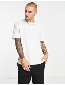 ASOS DESIGN - T-shirt lunga comoda bianca con fondo arrotondato-Bianco