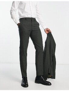 Selected Homme - Pantaloni da abito slim in misto lana grigi-Verde