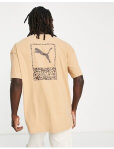 PUMA - T-shirt color cuoio con stampa safari sul retro-Marrone