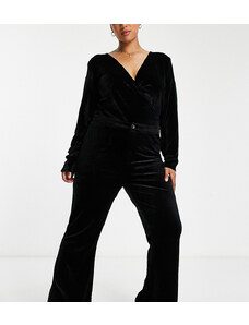 Esclusiva In The Style Plus - Pantaloni attillati in velluto nero in coordinato