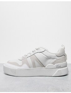 Lacoste - L002 - Sneakers flatform stringate in pelle bianca-Bianco