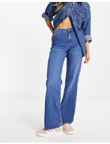 PIECES - Peggy - Jeans a fondo ampio blu medio a vita alta