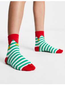 ASOS DESIGN - Calzini natalizi alla caviglia stile elfo multicolore
