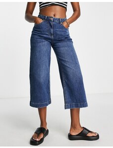French Connection - Jeans comodi elasticizzati stile culotte blu medio
