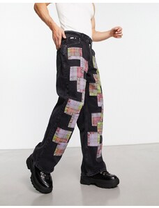 The Ragged Priest - Jerk - Jeans stile skate con motivo patchwork nero