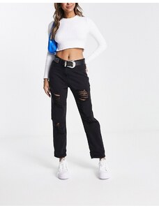 Parisian - Mom jeans con strappi vistosi, color antracite-Grigio