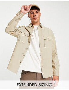 ASOS DESIGN - Camicia giacca in cotone, color pietra-Neutro
