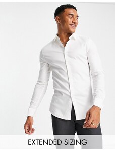 ASOS DESIGN - Camicia Oxford elegante formale con polsino doppio bianco