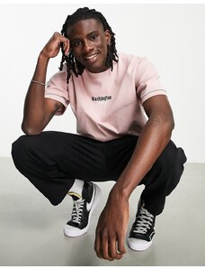 Topman - T-shirt oversize slavata con pannelli rosa a coste-Verde