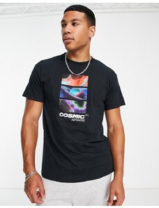 New Look - T-shirt nera con stampa “Cosmic Airwaves”-Nero