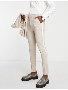 ASOS DESIGN - Pantaloni da abito super skinny color pietra da smoking-Neutro