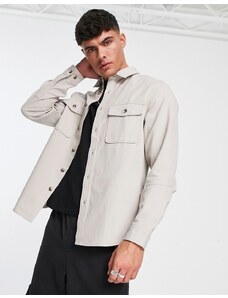 ASOS DESIGN - Camicia giacca in cotone grigio chiaro