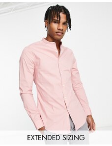 ASOS DESIGN - Camicia skinny rosa con collo serafino