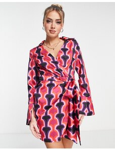 In The Style - Vestito camicia avvolgente con stampa geometrica multicolore