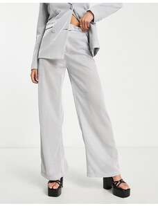 Rebellious Fashion - Pantaloni a fondo ampio argento glitterato in coordinato