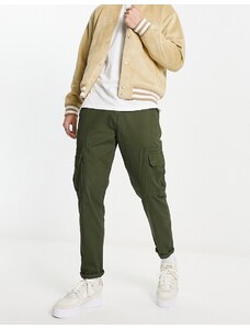 New Look - Pantaloni cargo affusolati kaki-Verde