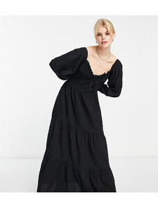 Reclaimed Vintage - Vestito lungo nero con scollo a cuore-Marrone