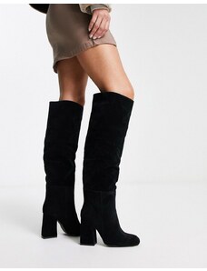 Pimkie - Stivali al ginocchio in camoscio sintetico con tacco largo neri-Nero