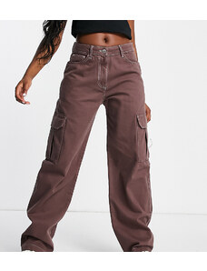 COLLUSION - x015 - Jeans cargo anti-Fit color moka con cuciture a contrasto-Marrone