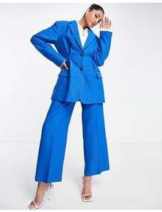 ASOS DESIGN - Blazer da abito blu con vita stretta