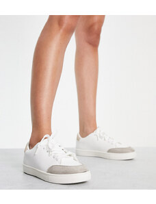 London Rebel Leather Wide Fit London Rebel - Sneakers minimal stringate a pianta larga bianco e beige