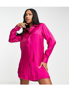 Esclusiva JDY - Vestito camicia corto in raso rosa acceso