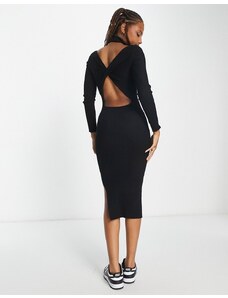 Vero Moda - Vestito midi nero accollato in maglia con cut-out incrociato sul retro