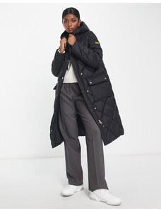 Barbour International - Volante - Cappotto trapuntato taglio lungo con cappuccio, colore nero