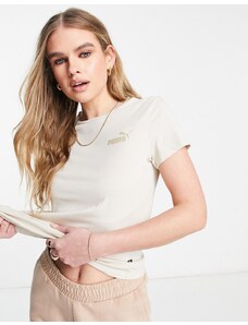 Puma - Essentials - T-shirt bianco sporco con logo piccolo