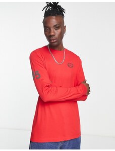 Jordan - Maglietta a maniche lunghe rosso fuoco con stampa del logo sul retro