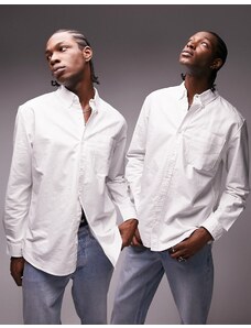 Topman - Confezione da 2 camicie Oxford comode bianche a maniche lunghe-Bianco