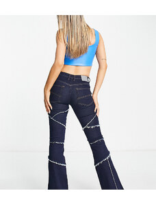 COLLUSIOn - x008 - Jeans a zampa indaco con cuciture a vista-Blu