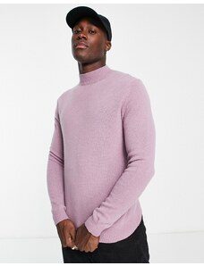 ASOS DESIGN - Maglione con collo alto in lana d'agnello rosa polvere