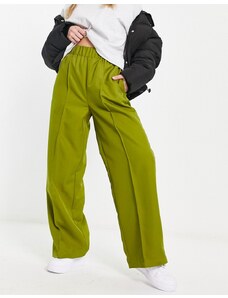 ASOS DESIGN - Pantaloni sartoriali verde kaki con vita elasticizzata