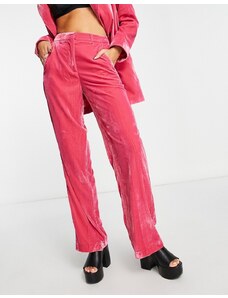 JJXX - Pantaloni a fondo ampio a vita alta in velluto rosa acceso