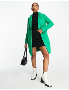New Look - Cappotto verde acceso elegante foderato con bottoni
